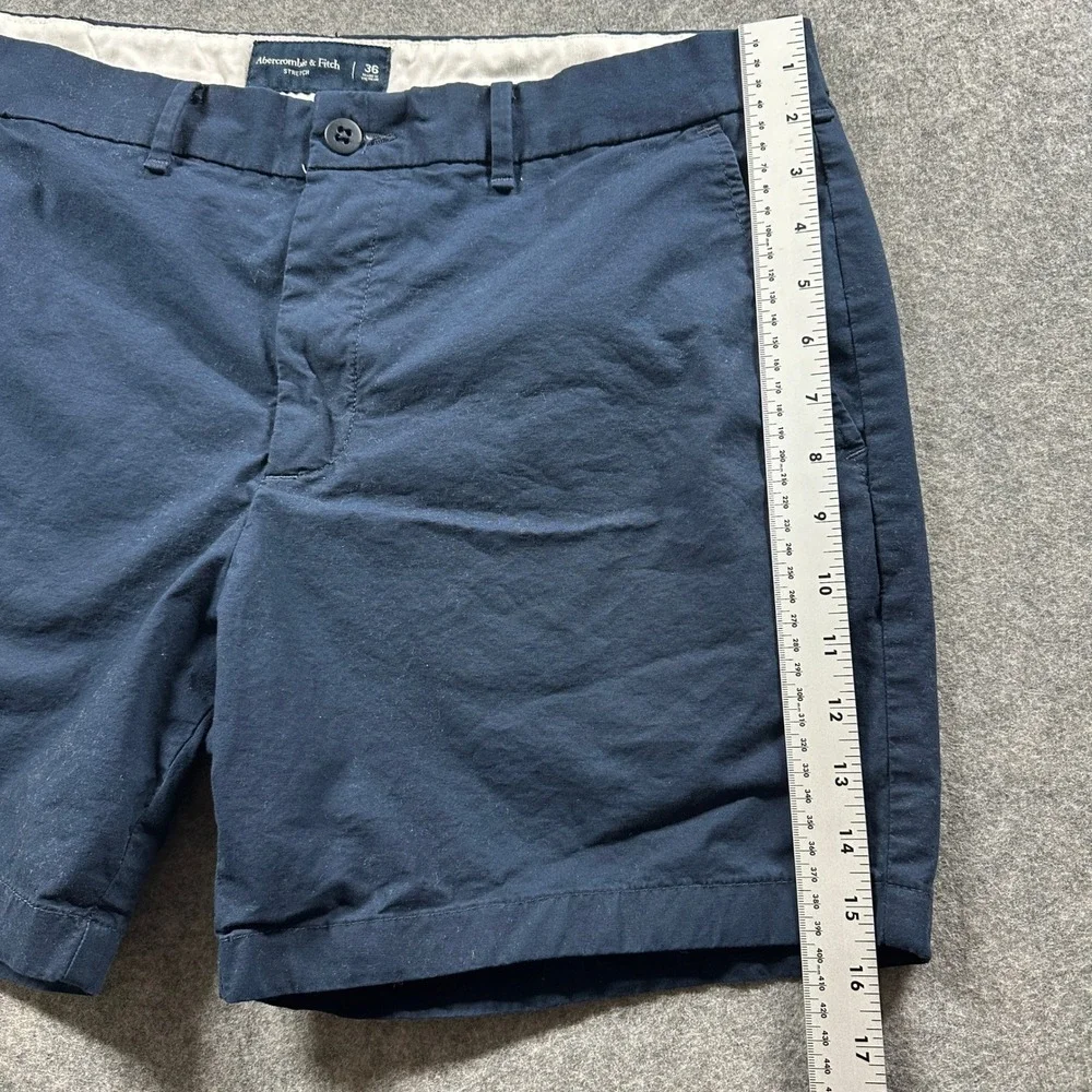 Abercrombie & Fitch Chino Shorts Mens 36 Navy Blue Slim Fit Stretch Summer